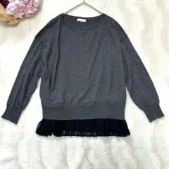 【earth music&ecology】レイヤードニット　切替フリル　Fサイズ