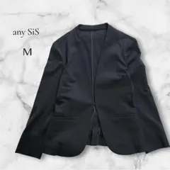 【エニィスィス】洗える ノーカラー ジャケット オンワード　Mサイズ　ブラックのサムネイル