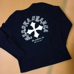 SHEIN バッククロスモチーフ長袖Tシャツ ブラック