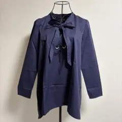 ZARA WOMAN ボウタイブラウス 長袖 ネイビー