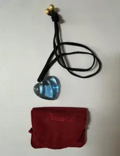 美品 バカラ クリスタル ハート ネックレス ライトブルー 袋付き 