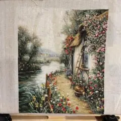 クロスステッチ完成品　庭のお花