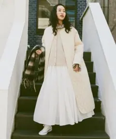 libra アイボリー キルティングロングジャケット