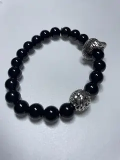 オニキス 蛇の形ブレスレット 約8mm玉