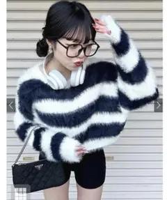 GRL ボーダー柄フェザーニット　新品　即購入OK