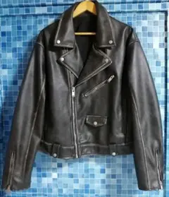 【Lサイズ ヴィンテージエフェクトレザー】ZARA ダブルライダースジャケット