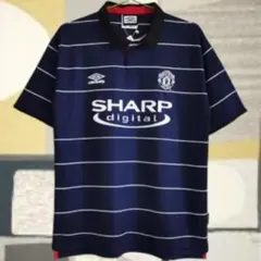 90s UMBRO マンチェスターユナイテッド ポロシャツ ネイビー ロゴ刺繍
