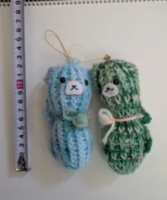 【ハンドメイド】水色と緑色のあみぐるみ 2個セット