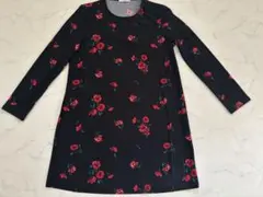 MANGO マンゴー ワンピース 長袖 ミニ丈 花柄 XL ブラック 黒のサムネイル