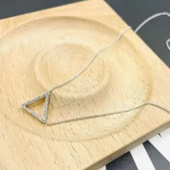 シルバー925 ダイヤモンド三角形ペンダントネックレス