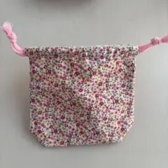 花柄巾着袋　ハンドメイド