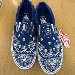 Vans スカルバンダナ柄 スリッポン ネイビー　27
