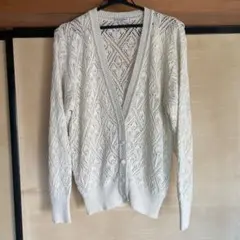レース編みカーディガン L