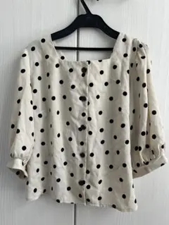 水玉模様バックレースアップブラウス Lサイズ