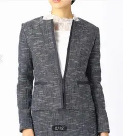 コムサイズム　フォーマル　ツイード　ジャケット　ネイビー