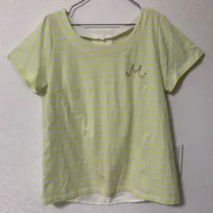 grove イエロー/ホワイトストライプ Tシャツ L