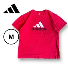 adidas アディダス ブランドロゴ プリントTシャツ レッド M