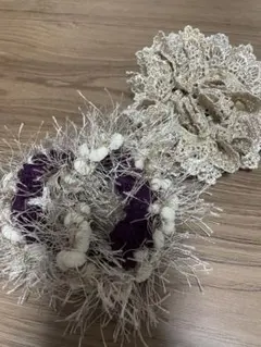 【おまけ付き】シュシュとレース花モチーフセット