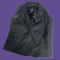 黒　縦縞　ベスト　スーツベスト