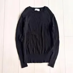 スローブイエナ ウール100% クルーネックリブニット 黒 F