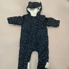 ネイビー 星柄 フード付きアウター 80