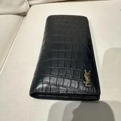 SAINT LAURENT ロングウォレット クロコダイル ブラック