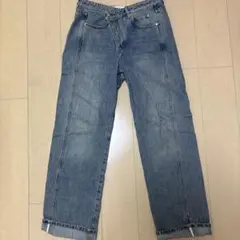 LOEWE ストレートデニム 48 ブルー ダメージ加工 ウォッシュ加工 