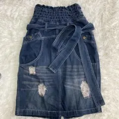 デニムスカートM ダメージ加工