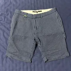 NO ID. メンズ ストライプ ハーフパンツ ネイビーのサムネイル