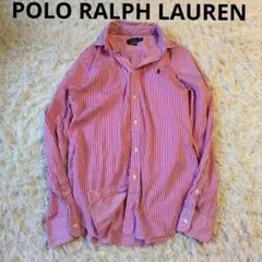 ポロラルフローレン　カスタムフィット ストライプシャツ ピンク　ポニー刺繍