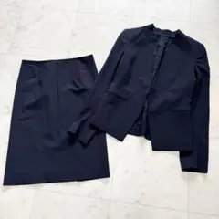 【美品】theory セオリー スカートスーツ ノーカラー 紺 ビジネスのサムネイル