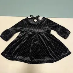 anyfam 90 黒 ベロア ドット ワンピース