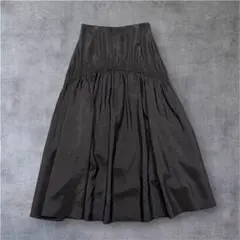 Mila Owen タフタギャザーフレアスカート ブラック 1 美品 ロング