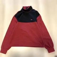 NIKE モックネック スウェット レッド ブラック L薄手887番