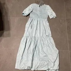 ZARA ライトブルー 半袖 シャツワンピース