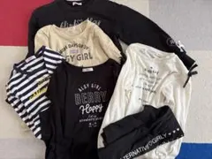 キッズ長袖Tシャツセット（黒、白、ストライプ）