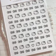 キティちゃん 黒 ブラック ネイルシール 1枚