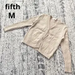 フィフス 長袖 リブカーディガン M ベージュ Vネック 羽織 シンプル