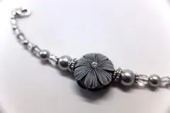 羽織紐　スワロフスキーパール　black silver