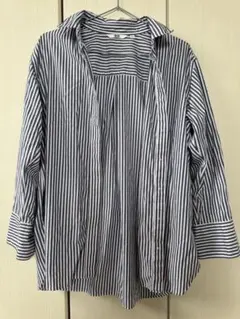 UNIQLO ブラウス シャツ 長袖 ボタン付き Mサイズ ストライプ