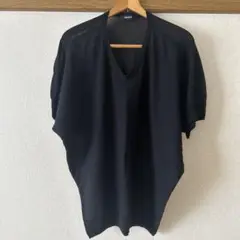 zucca Vネック 半袖 綿ニット ブラック 美品のサムネイル