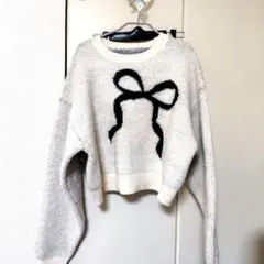 リボン刺繍 ニットセーター