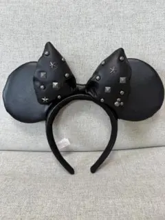 ディズニー ミニー カチューシャ レザー×スタッズ リボン付き