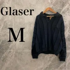 【美品】Glaser ニット セーター ボーダー ネイビー 紺 メンズ