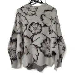 Bou Jeloud　ブージュルード 花柄 長袖ニット セーター ベージュ系