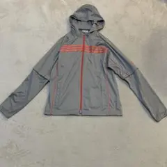 アディダス adidasナイロンジャケット灰赤ラインXL