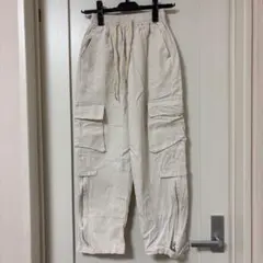 レディース パンツ ズボン カジュアル カーゴパンツ 白 ベージュ オフホワイト