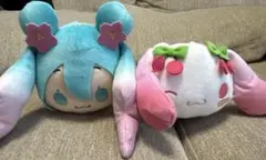 初音ミク×シナモロール　寝そべりぬいぐるみ　桜ver. 桜ミク　シナモン　セット