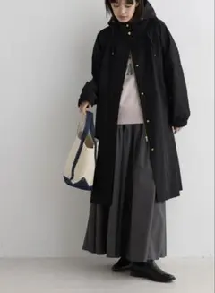 【OMNES】撥水加工マウンテンパーカー ロング　ブラック