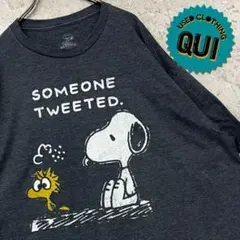 レア 古着○Tシャツ 半袖 ピーナッツ スヌーピー グレー メンズ3XL